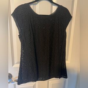 Large 2 piece pixley blouse with black sheath under lace blouse.  Stitchfix